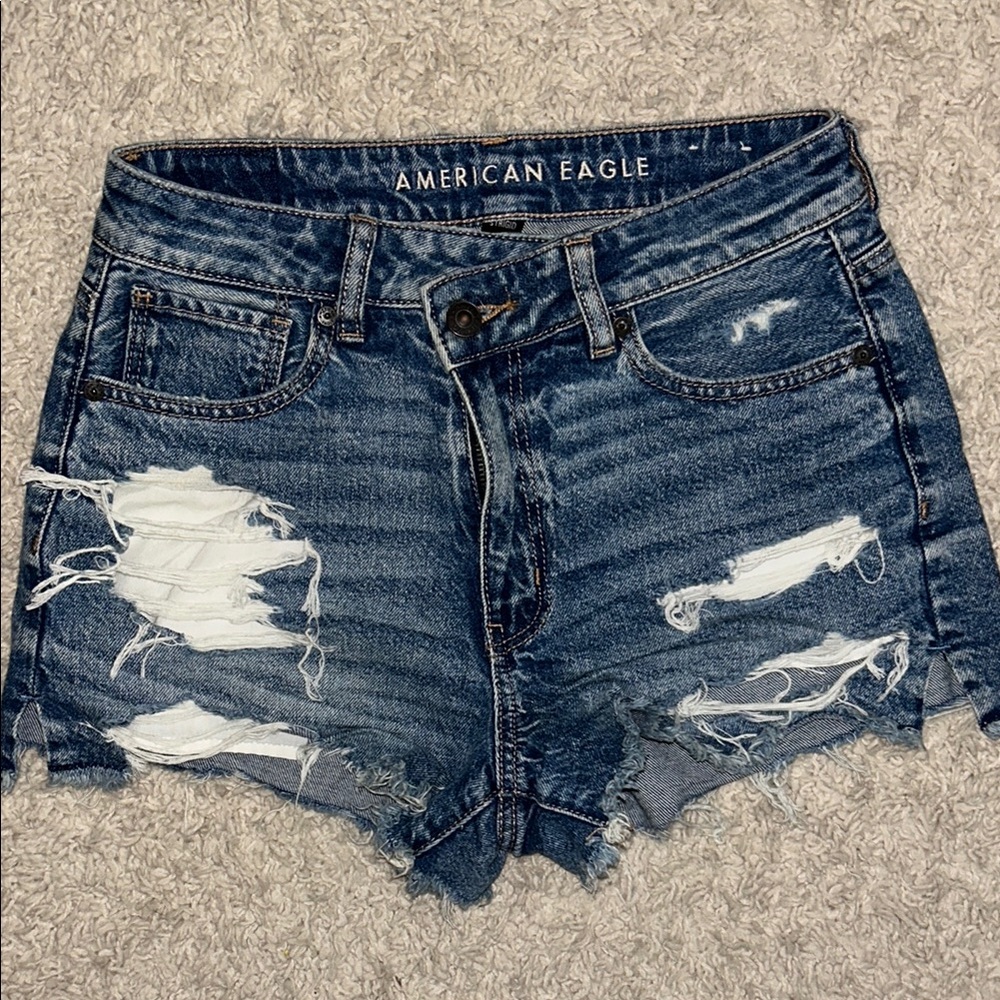American Eagle Blue Distressed Jean Shorts